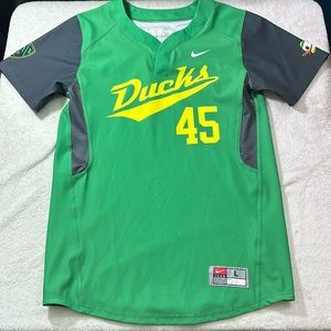 Nike Oregon Ducks Mens Baseball Jersey Green and Gray Size Large